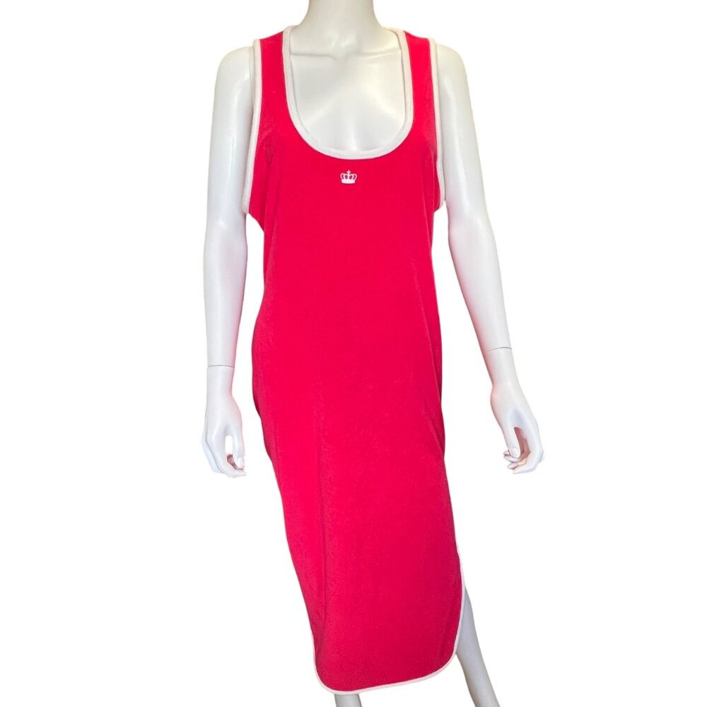 Juicy Couture Pink Terrycloth Sleeveless Midi Dress w/ Side Slit Womens Size XXL